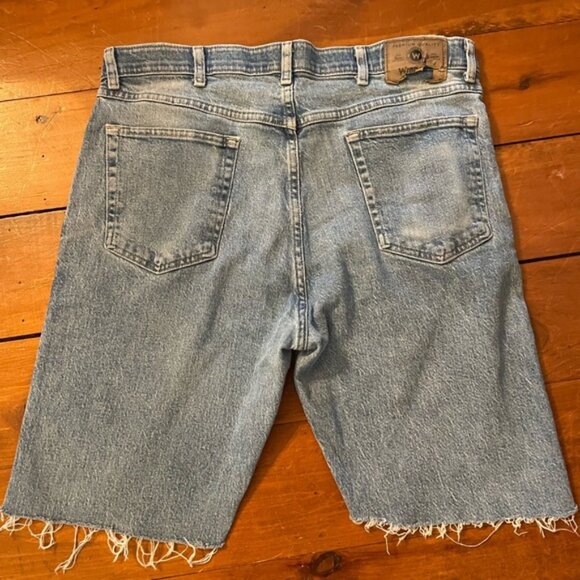 Wrangler Cut Off Jean Shorts Blue DenimJorts 36” Waist - Picture 6 of 8